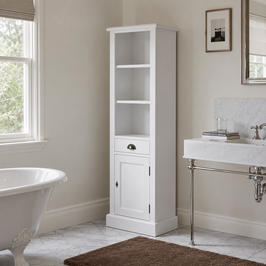 Bathroom cabinet - Roscoff - Solid Pine - 49 x 39 x 160 cm - White