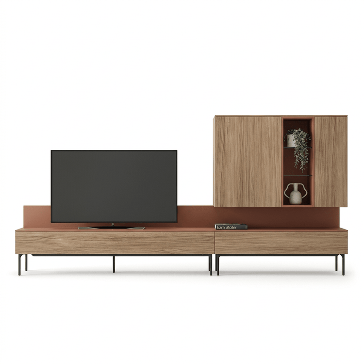 Ruggiano Luxury Italian TV Wall Unit | Modern Wood Media Console with Designer Display Cabinet - Marcottestyle Shop | Marcottestyle