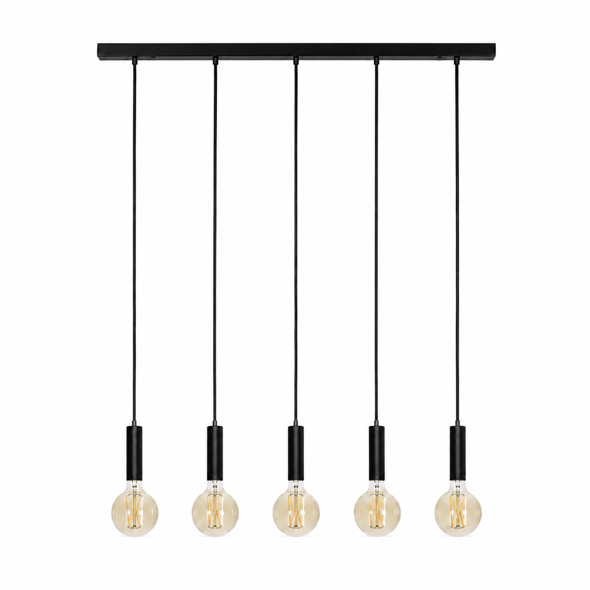 Lampada a sospensione Sara 8075Z - 5xE27 - Black pendant lamp - Vista frontale | Marcottestyle