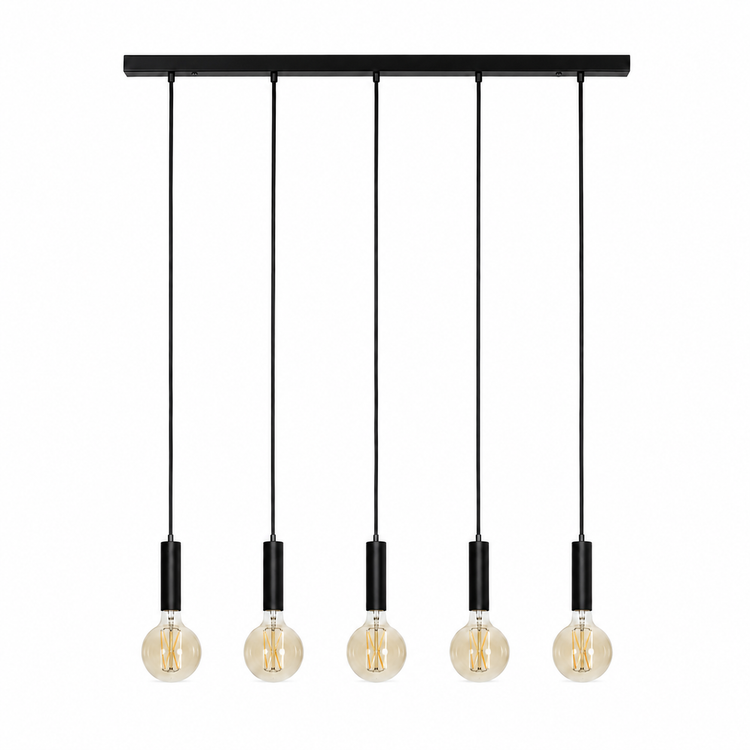 Lampada a sospensione Sara 8075Z - 5xE27 - Black pendant lamp - Vista frontale | Marcottestyle