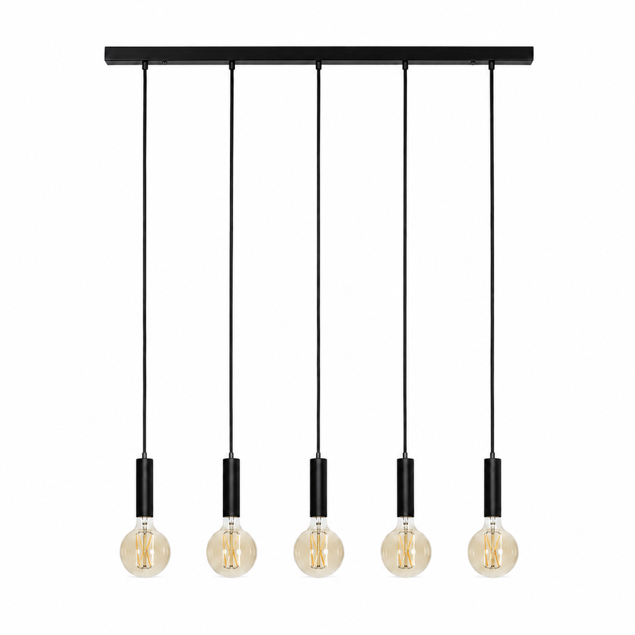 Suspension Sara 8075Z - 5xE27 - Noir pendant lamp - front view on white background