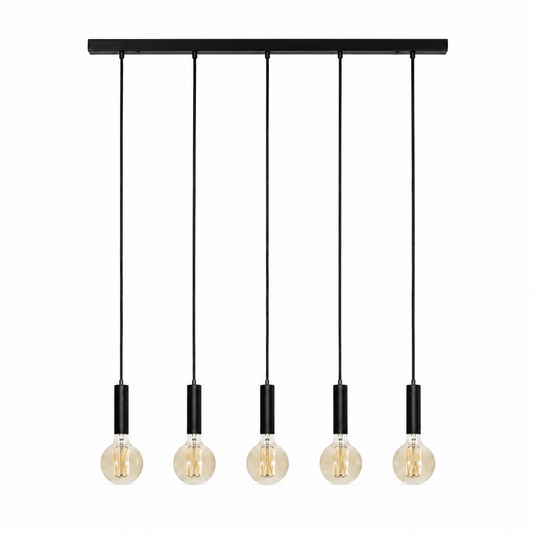 Pendant Light Sara 8075Z - 5xE27 - Zwart pendant lamp - front view on white background