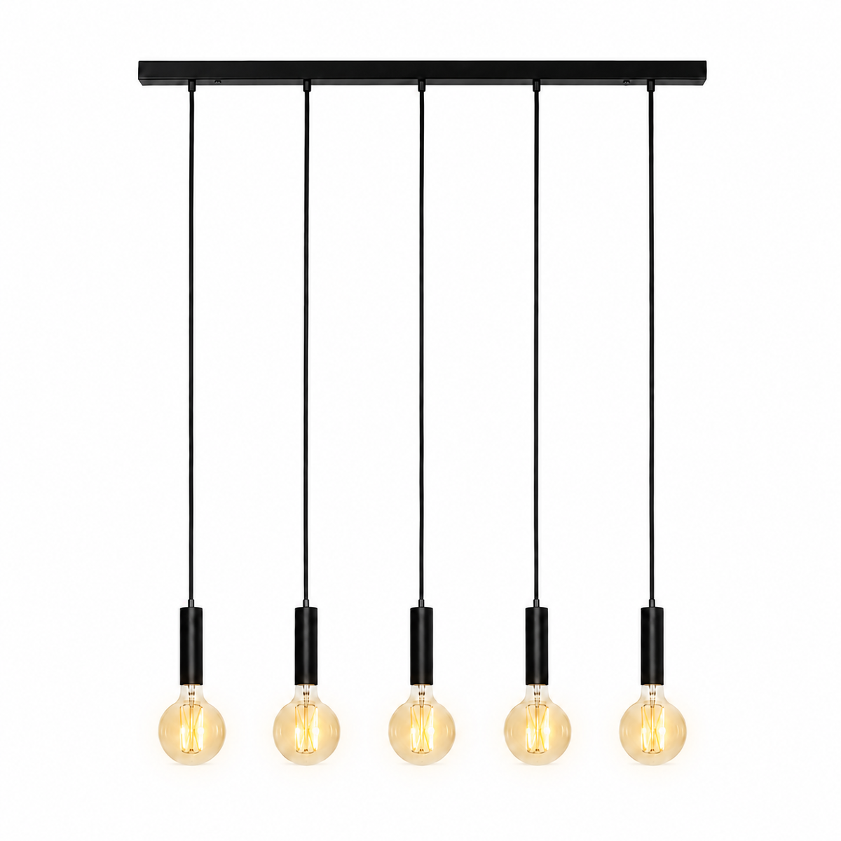 Lampada a sospensione Sara 8075Z - 5xE27 - Black pendant lamp illuminated with warm light | Marcottestyle