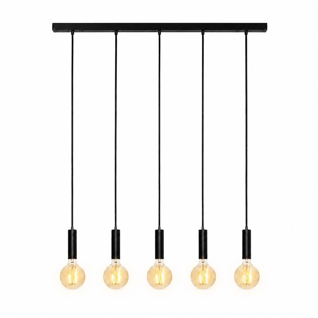 Suspension Sara 8075Z - 5xE27 - Noir pendant lamp illuminated avec warm light