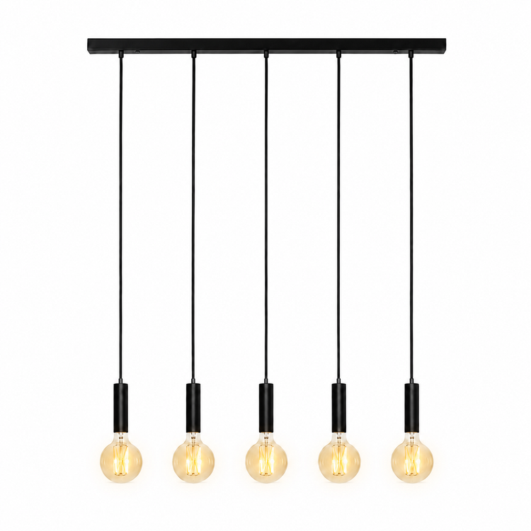 Lampada a sospensione Sara 8075Z - 5xE27 - Black pendant lamp illuminated with warm light | Marcottestyle