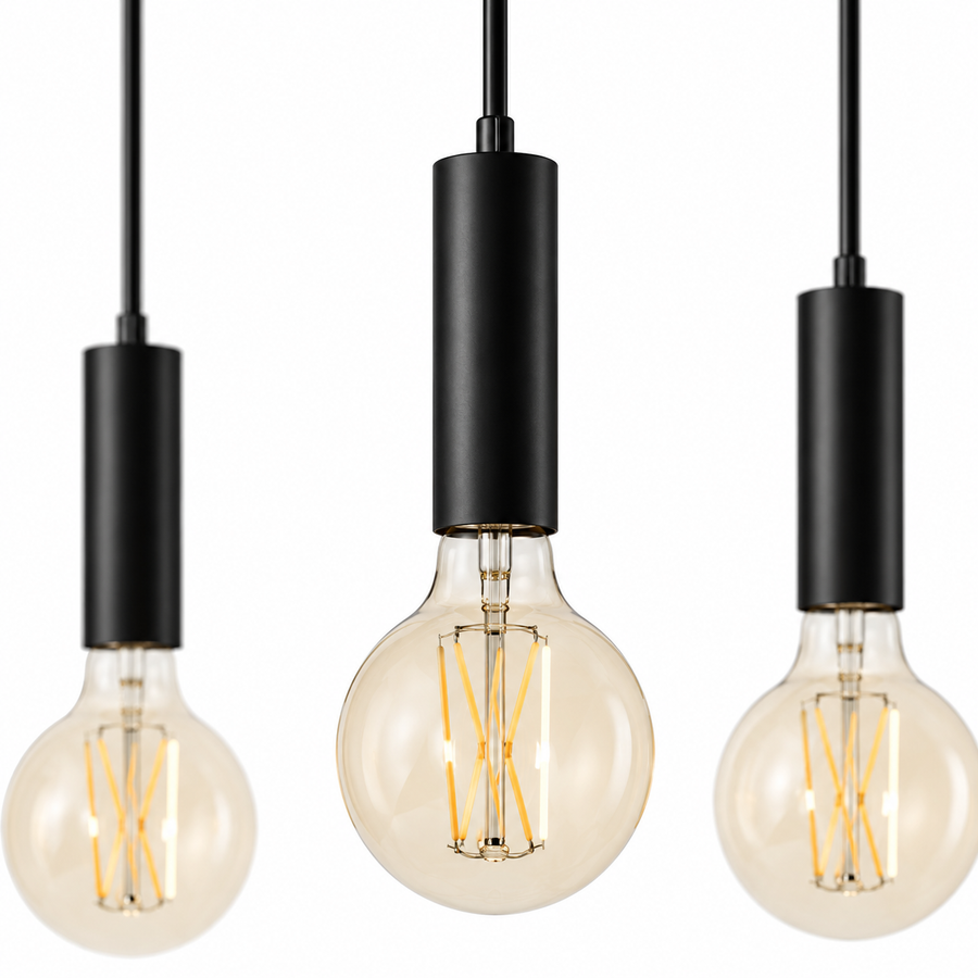 Suspension Sara 8075Z - 5xE27 - Noir pendant lamp close-up fabric and material detail