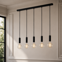 Suspension Sara 8075Z - 5xE27 - Noir pendant lamp in modern interior room setting