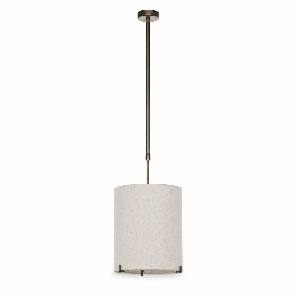 Pendant Light Senja 8419J bronze finish single E27 bulb contemporary cylindrical shade studio front view on pure white background with soft contact shadows professional product photography by Marcottestyle