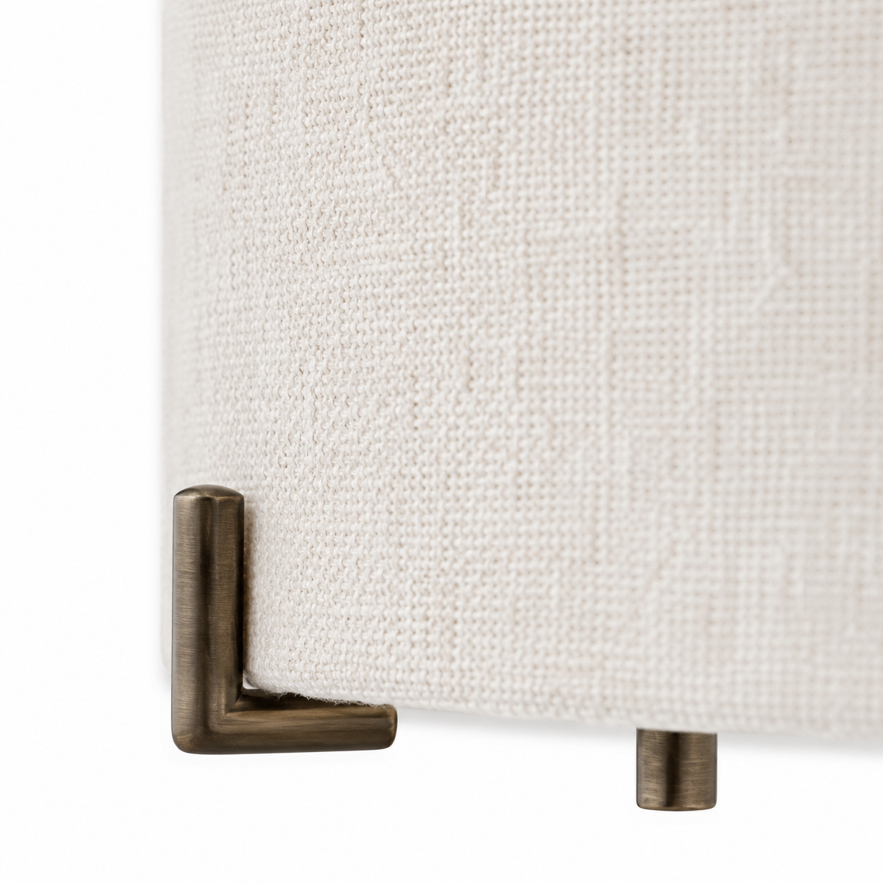 Hängelampe Senja 8419J macro detail shot showing bronze metallic texture brushed finish and fabric shade weave pattern extreme close-up professional product photography by Marcottestyle
