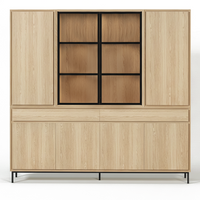 Navarre Large Showcase Armoire - Massif Chêne naturel avec Verre Display