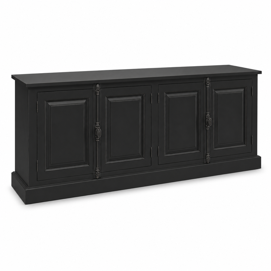 Sideboard - Chinon - Solid Pine - 219 x 50 x 78 cm - Black