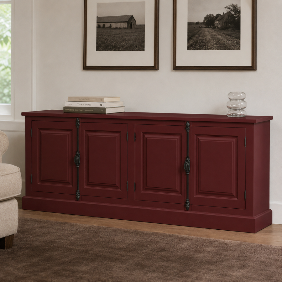 Sideboard - Chinon - Solid Pine - 219 x 50 x 78 cm - Bordeaux