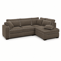 Sofa Beyoncé - Braun Brego 48 - mit Elegant Piping - 330x166 cm - Marcottestyle Shop