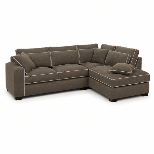 Sofa Beyoncé - Braun Brego 48 - with Elegant Piping - 330x166 cm - Marcottestyle