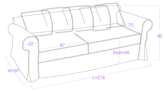 Sofa Castilliano - 3 Zits - met Elegante Bies - Modulair - Beige Brego 31 - Marcottestyle Shop