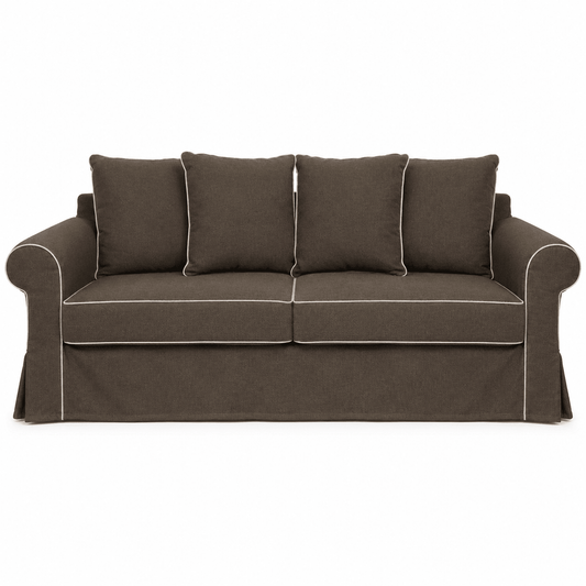 Sofa Castilliano - 3 seater - with Elegant Piping - Modulair - Braun Brego 48 - Marcottestyle