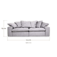 Sofa Linoa - 3-Seater - Light Grey - 214 x 107 x 83 cm | Marcottestyle