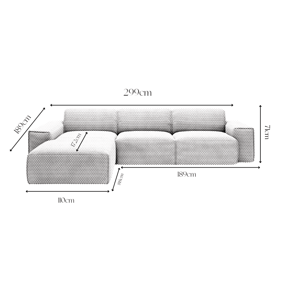 Sofa Viero – Braun – 299x189 cm - Marcottestyle Shop Lounge Left