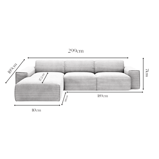 Sofa Viero - White - 299x189 cm - Marcottestyle Lounge Left