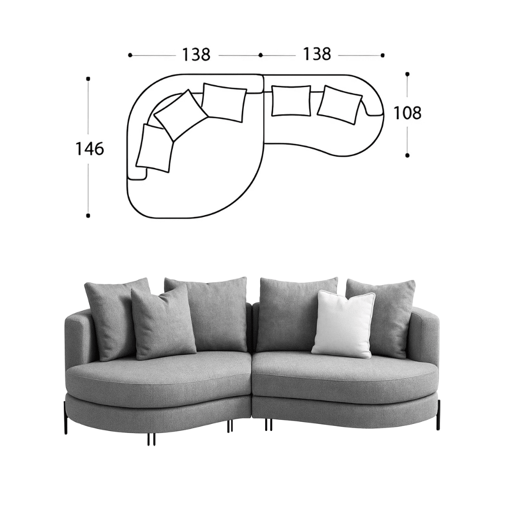 Sofa Yang - Hellgrau 276x146cm - Marcottestyle Shop Gold