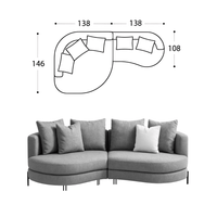 Sofa Yang - Hellgrau 276x146cm - Marcottestyle Shop Gold