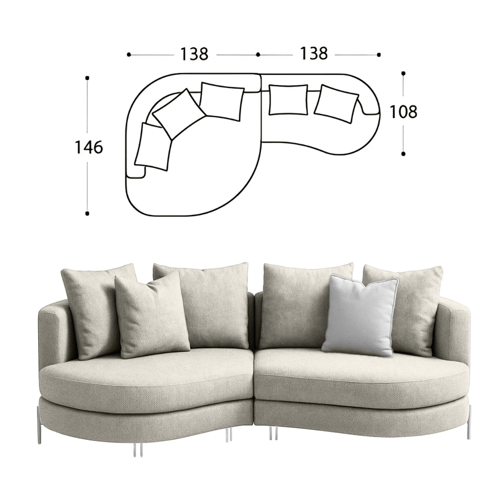 Sofa Yang - Zilver 276x146cm - Marcottestyle Shop Zwart