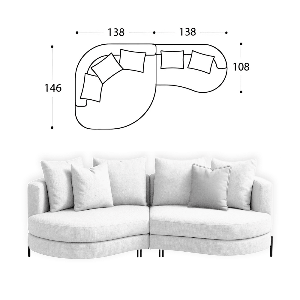 Sofa Yang - Weiß 276x146cm - Marcottestyle Shop Schwarz