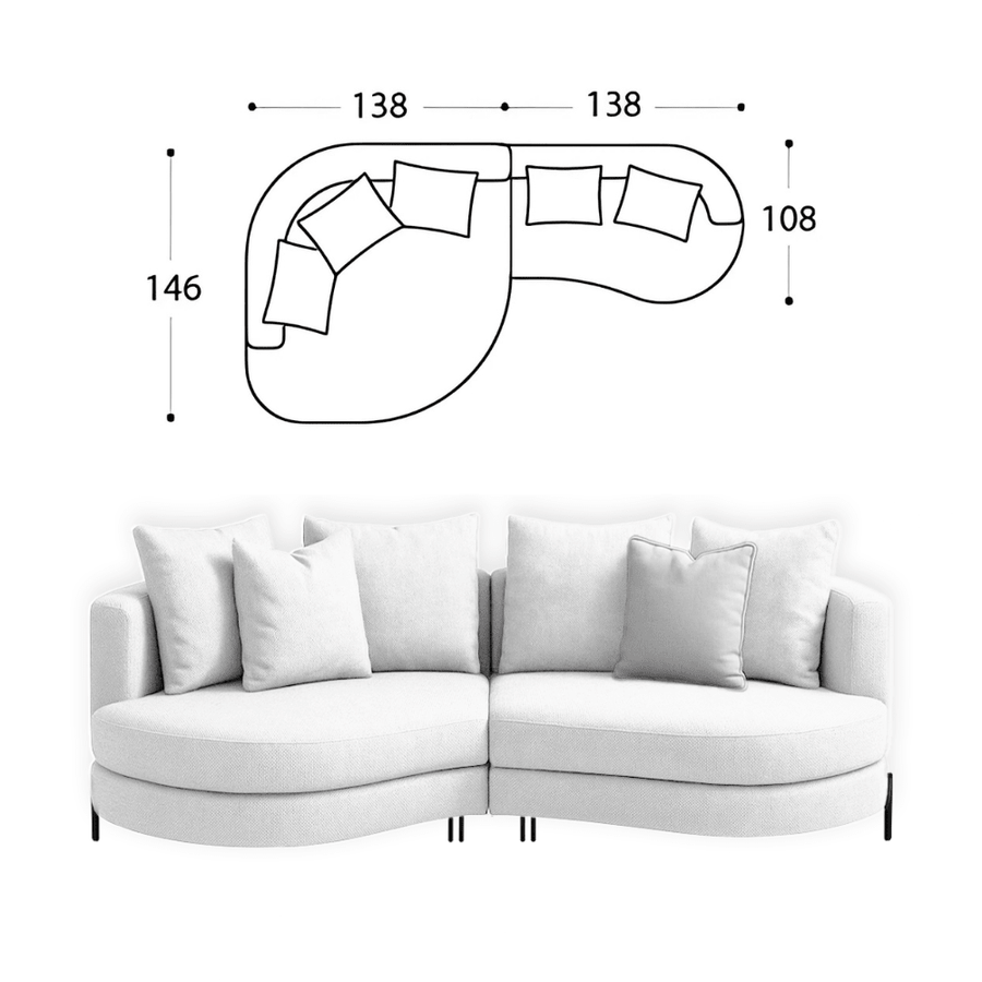 Sofa Yang - Weiß 276x146cm - Marcottestyle Shop Schwarz