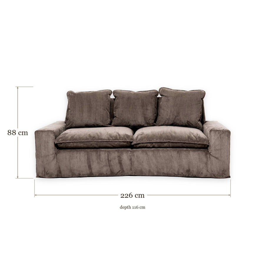 Sofa Zonnebeke - 3-Seater - Clay Brown - 226 x 116 x 88 cm | Marcottestyle