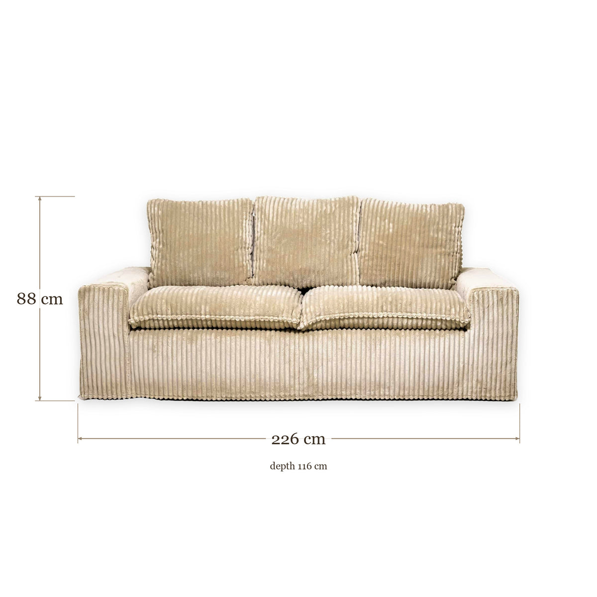 Sofa Zonnebeke - 3-Seater - Sand Beige - 226 x 116 x 88 cm | Marcottestyle