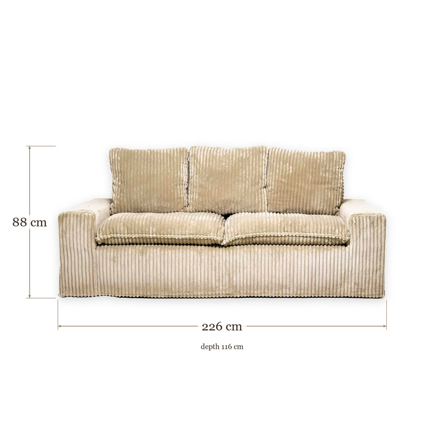 Sofa Zonnebeke - 3-Seater - Sand Beige - 226 x 116 x 88 cm | Marcottestyle