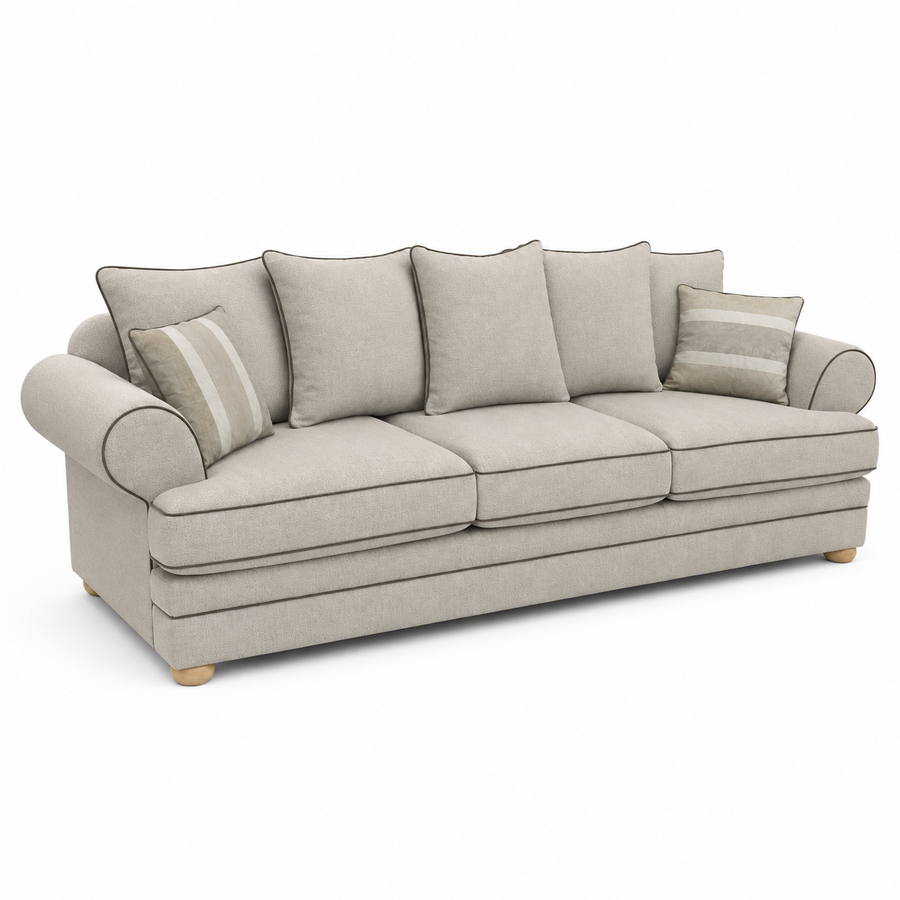 Sofa Berkley - 3 Seater - Beige - Modular Country Style Sofa - 300x98x80cm