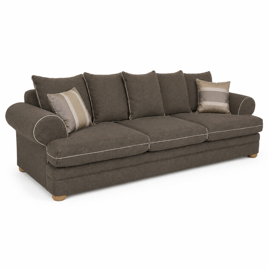 Bank Berkley - 3-zits - Bruin - Modulaire bank in landelijke stijl - 300x98x80cm