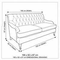 Sofa Henry - Braun - 195 x 92 x 87 cm - Country Style - Customizable