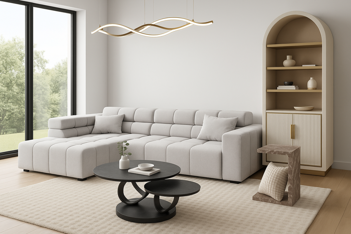 Sofa Ovionne Matric - Steel - Lounge 319x215cm | Marcottestyle