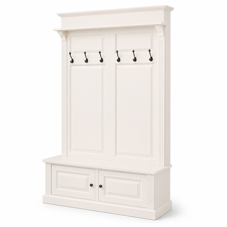Coat Rack - Sologne - Solid Pine - 140 x 41 x 210 cm - White