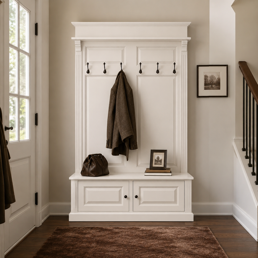 Coat Rack - Sologne - Solid Pine - 140 x 41 x 210 cm - White
