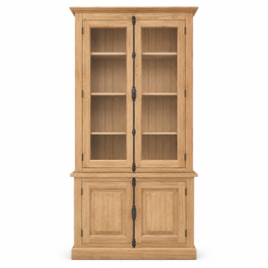 Vitrinekast - Somerset - Massief grenen - 120 x 50 x 228 cm - Eik