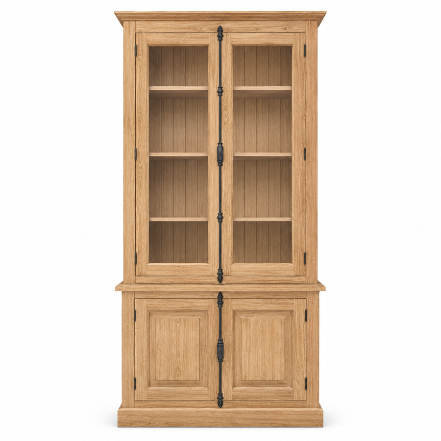 Display Cabinet - Somerset - Solid Pine - 120 x 50 x 228 cm - Oak