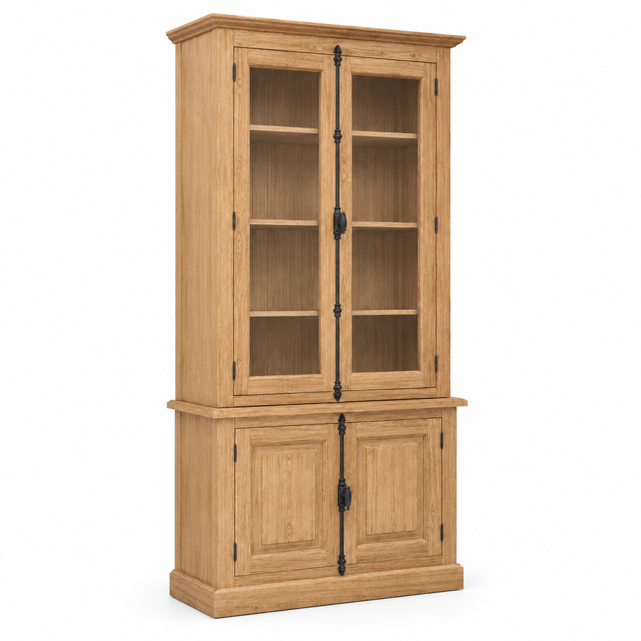 Display Cabinet - Somerset - Solid Pine - 120 x 50 x 228 cm - Oak