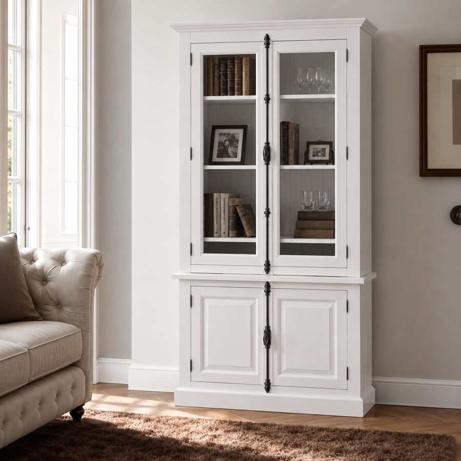 Display Cabinet - Somerset - Solid Pine - 120 x 50 x 228 cm - White