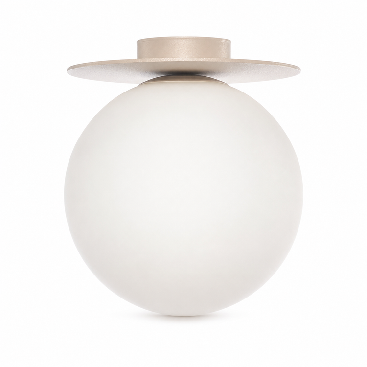 Ceiling Lamp Stella 3621G front view, beige fabric shade with elegant silhouette on pure white background, professional studio lighting by Marcottestyle