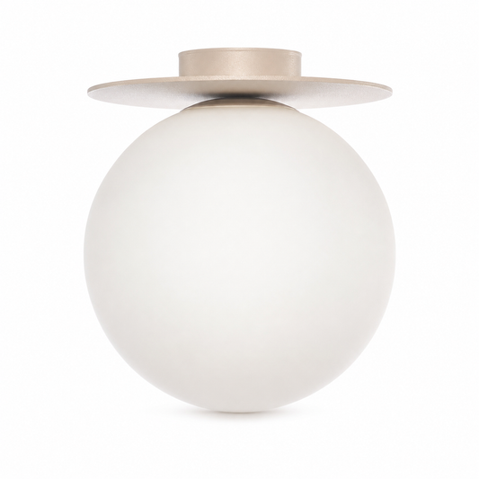 Ceiling Lamp Stella 3621G front view, beige fabric shade with elegant silhouette on pure white background, professional studio lighting by Marcottestyle