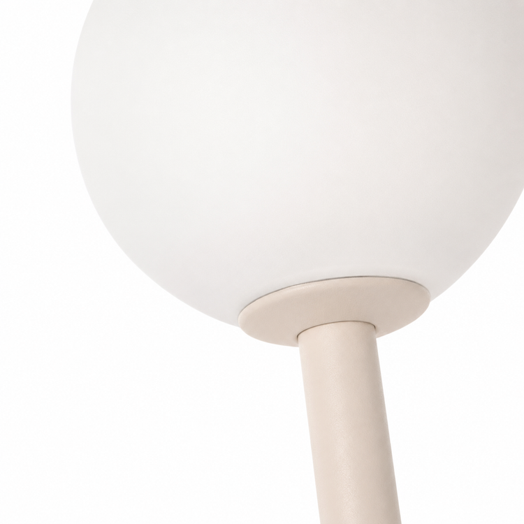 Close-up macro detail shot of Floor Lamp Stella 3959S beige fabric texture and material finish high resolution product photography by Marcottestyle