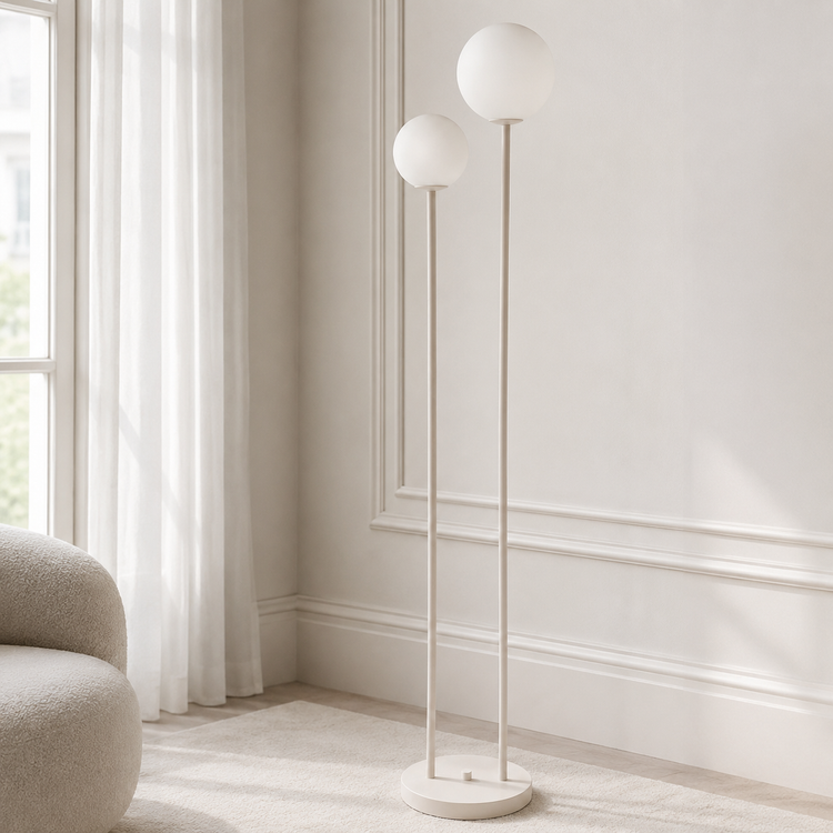 Floor Lamp Stella 3959S styled in modern luxury living room interior with natural sunlight and classic velvet furnishings photorealistic setting by Marcottestyle