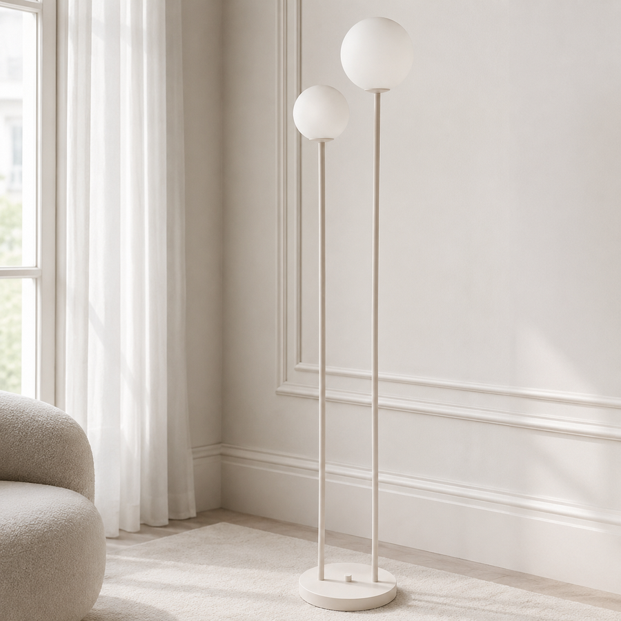 Vloerlamp Stella 3959S styled in modern luxury living room interior with Naturel sunlight and classic velvet furnishings photorealistic setting by Marcottestyle