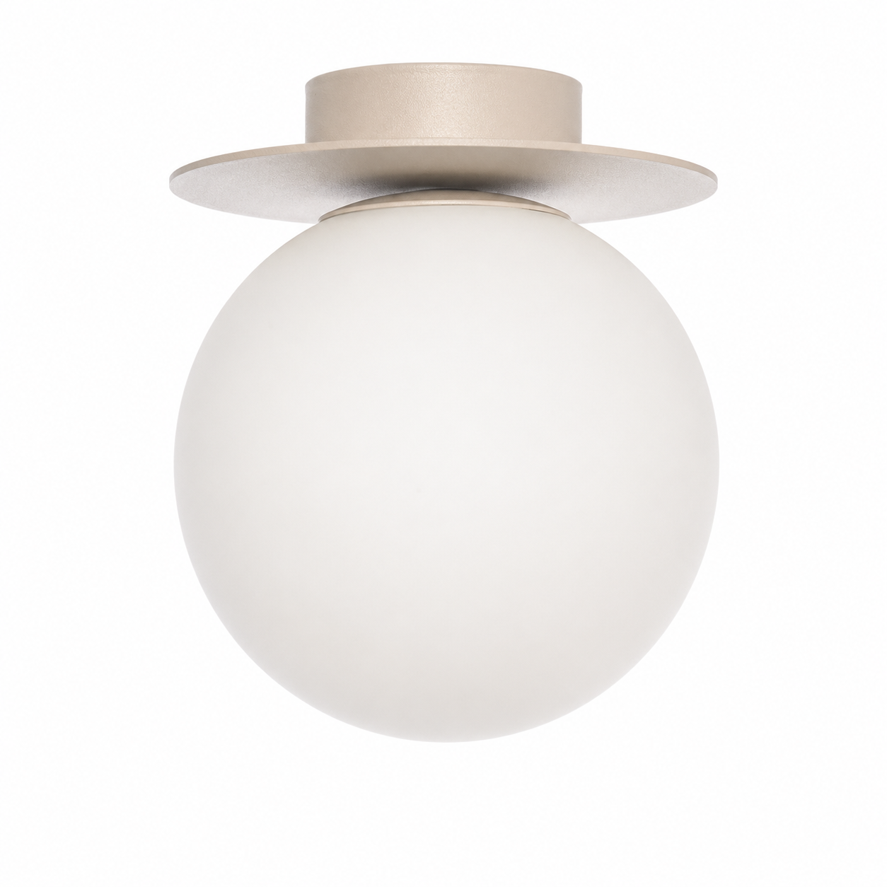 Ceiling Lamp Stella 4650Z front view on white background mit soft studio lighting, showcasing the beige fabric shade and elegant proportions in professional product photography style by Marcottestyle