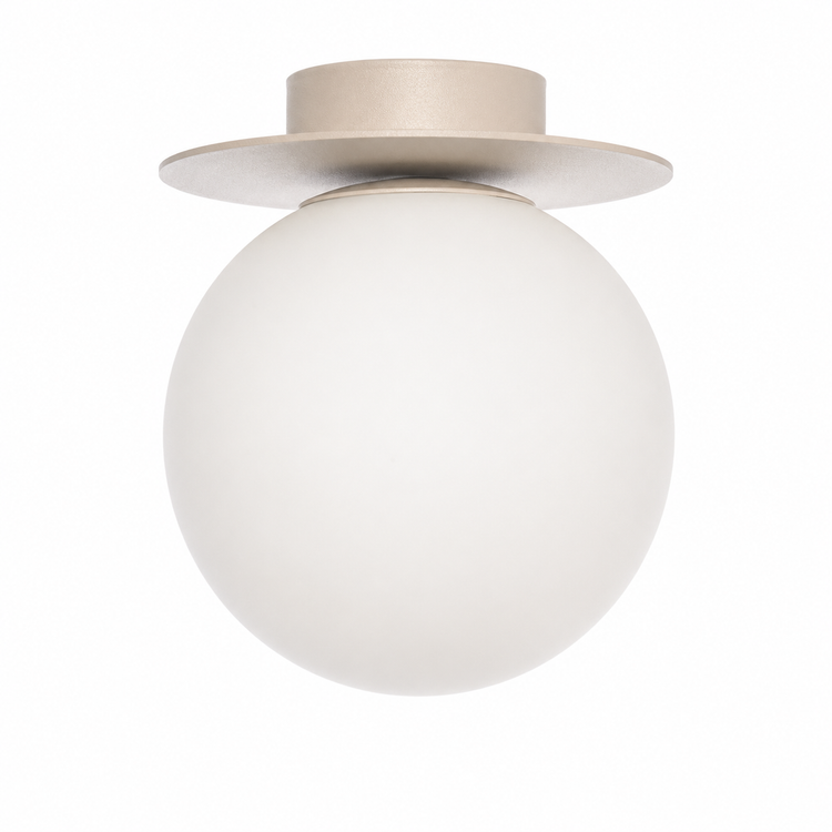 Ceiling Lamp Stella 4650Z front view on white background with soft studio lighting, showcasing the beige fabric shade and elegant proportions in professional product photography style by Marcottestyle