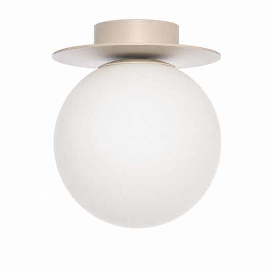 Ceiling Lamp Stella 4650Z front view on white background with soft studio lighting, showcasing the beige fabric shade and elegant proportions in professional product photography style by Marcottestyle