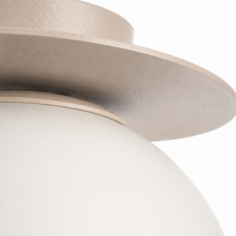 Ceiling Lampe Stella 4650Z extreme close-up macro detail shot highlighting the intricate fabric texture and material finish of the beige lampshade in professional macro product photography by Marcottestyle